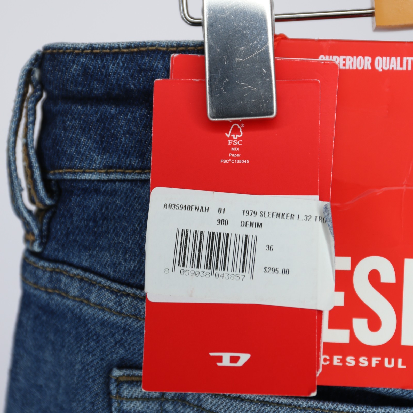 Diesel Mens Jeans 1979 Sleenker Trouser Skinny Leg Low Rise Medium Blue Size NWT