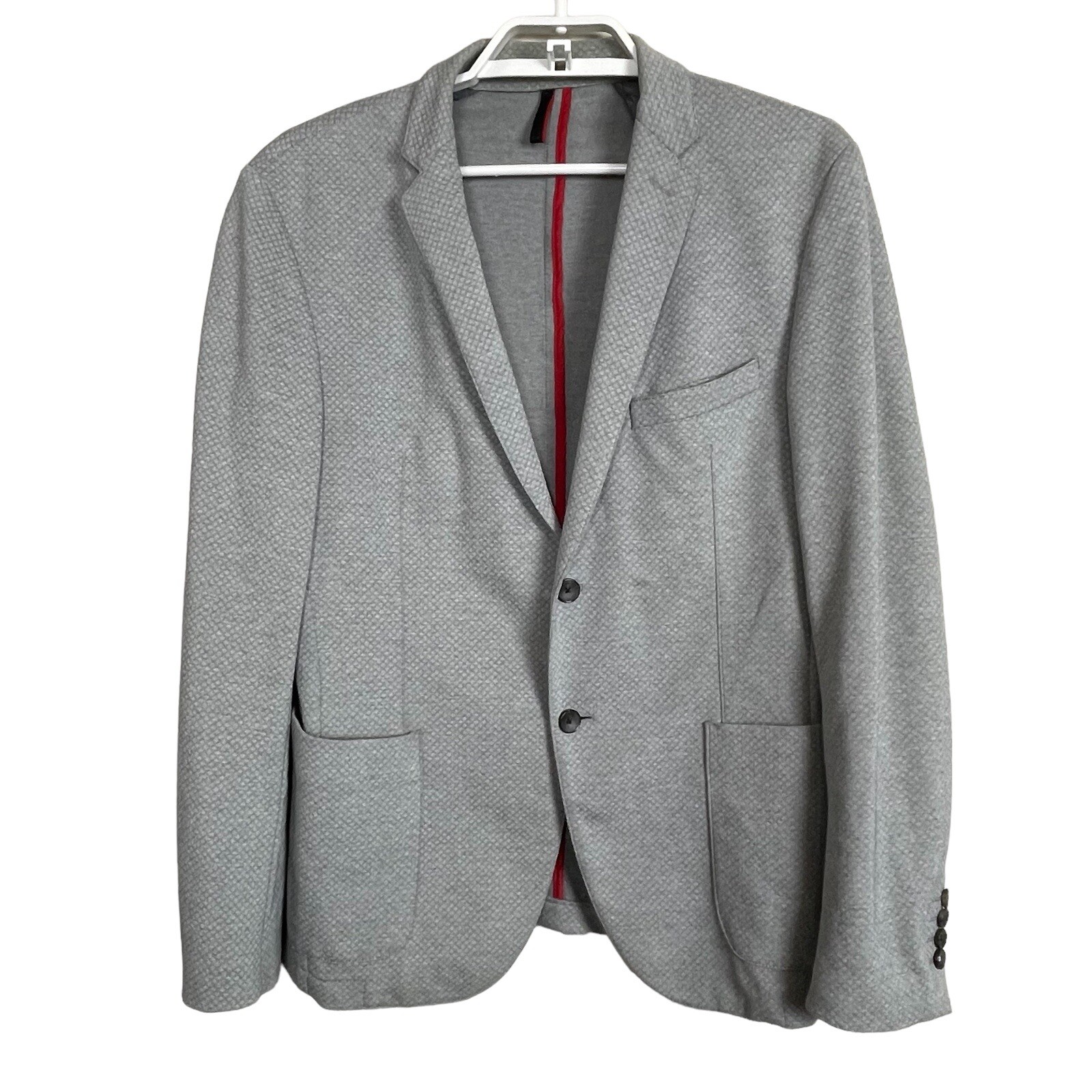 Strellson Blazer Sz EU 48 US 38 Unlined Mayden Light Gray Stretch Two Button