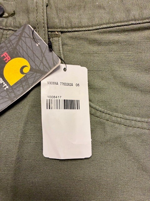 Carhartt FRB 159MOS CAT2 Loose Fit Olive Moss Green Canvas Work Pants Jean 33×34