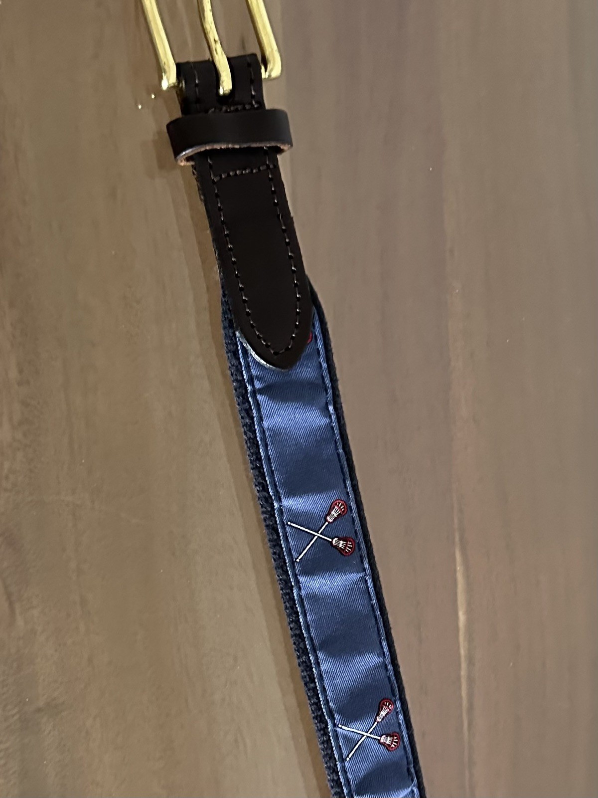 Vineyard Vines Lacrosse Club Belt Size 26 Made USA Canvas Leather Brass