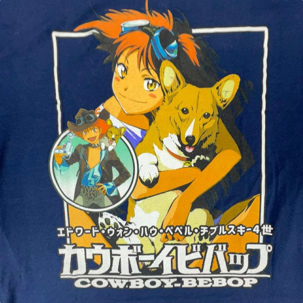 Cowboy Bebop T-Shirt Anime Ed & Ein Graphic Tee Sunrise Funimation Blue NEW