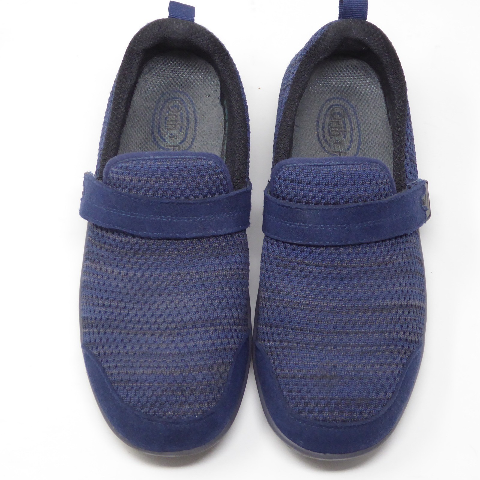 Orthofeet Quincy Women Walking Shoes Blue Mesh Hook Loop Strap 7.5 2E X-Wide