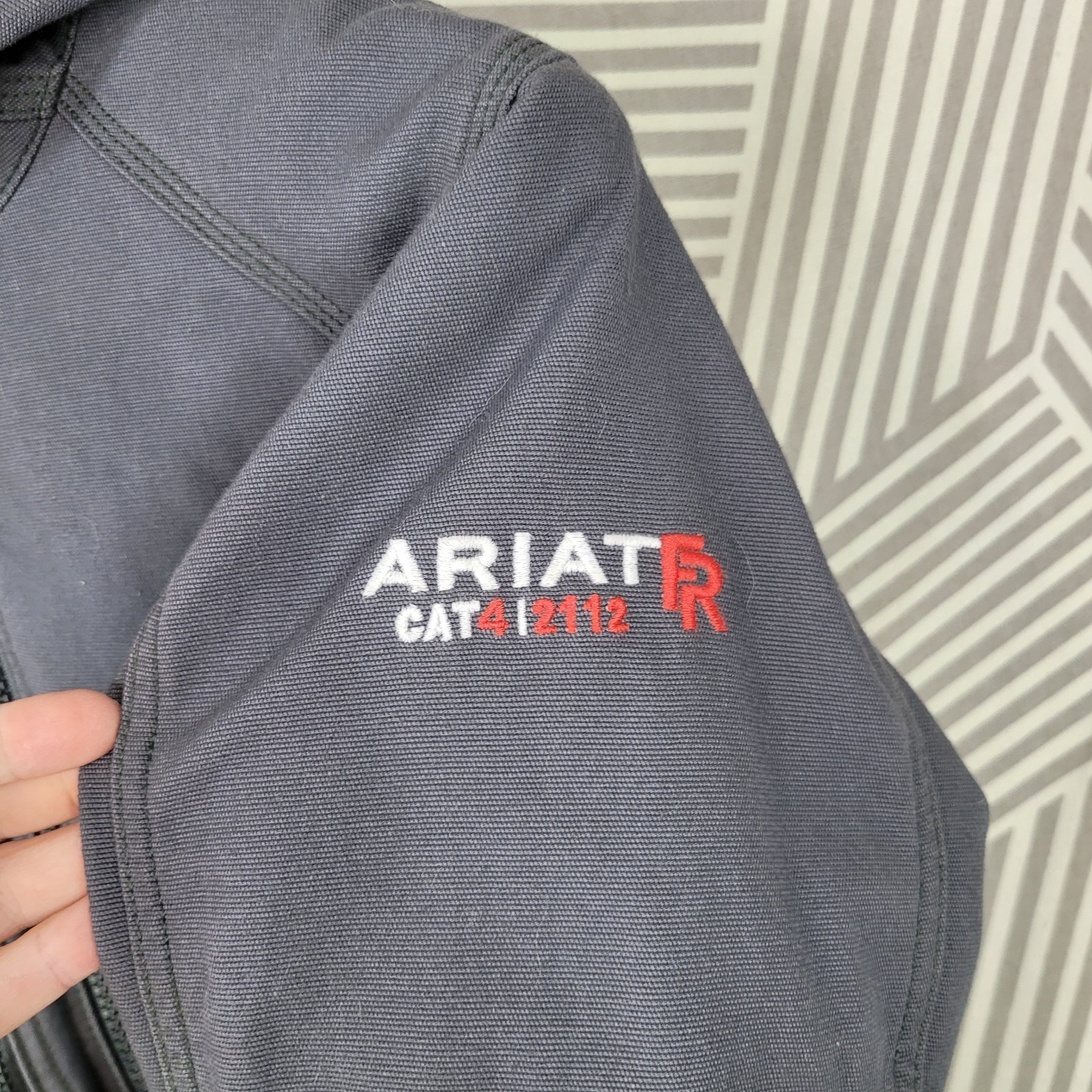 Ariat FR Work Jacket Men Medium Gray Heavy Canvas Cat 4 2112 Lined Workwear