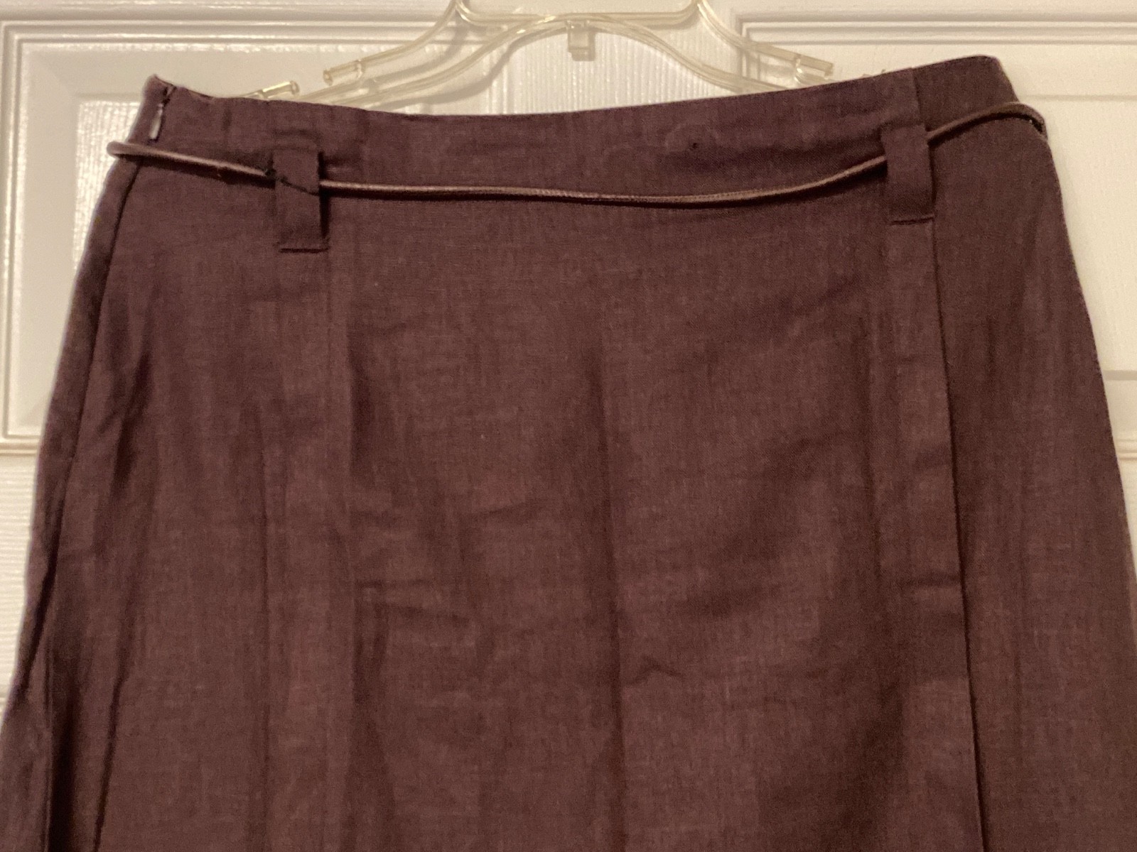 Elie Tahari linen blend a line midi skirt brown 8 NWOT