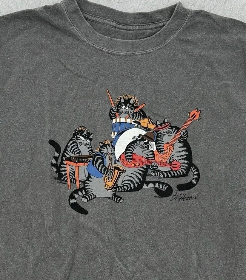B Kliban Cats Rock & Roll short sleeve charcoal color shirt Men Women