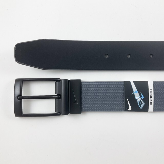 NIKE MENS CARBON FIBER TEXTURE REVERSIBLE BELT D.GREY/BLACK SIZE: L (38-40) 1397