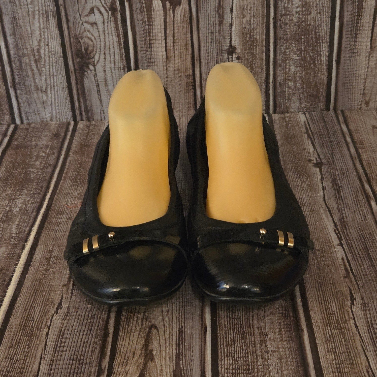 Sz 42/ 12 AGL Attilio Giusti Leombruni Cap Toe Ballet Flats Black Leather Shoes
