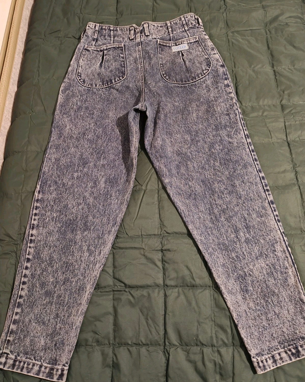 Vintage Cotler Acid Stone Washed Blue Relaxed Tapered High Waist