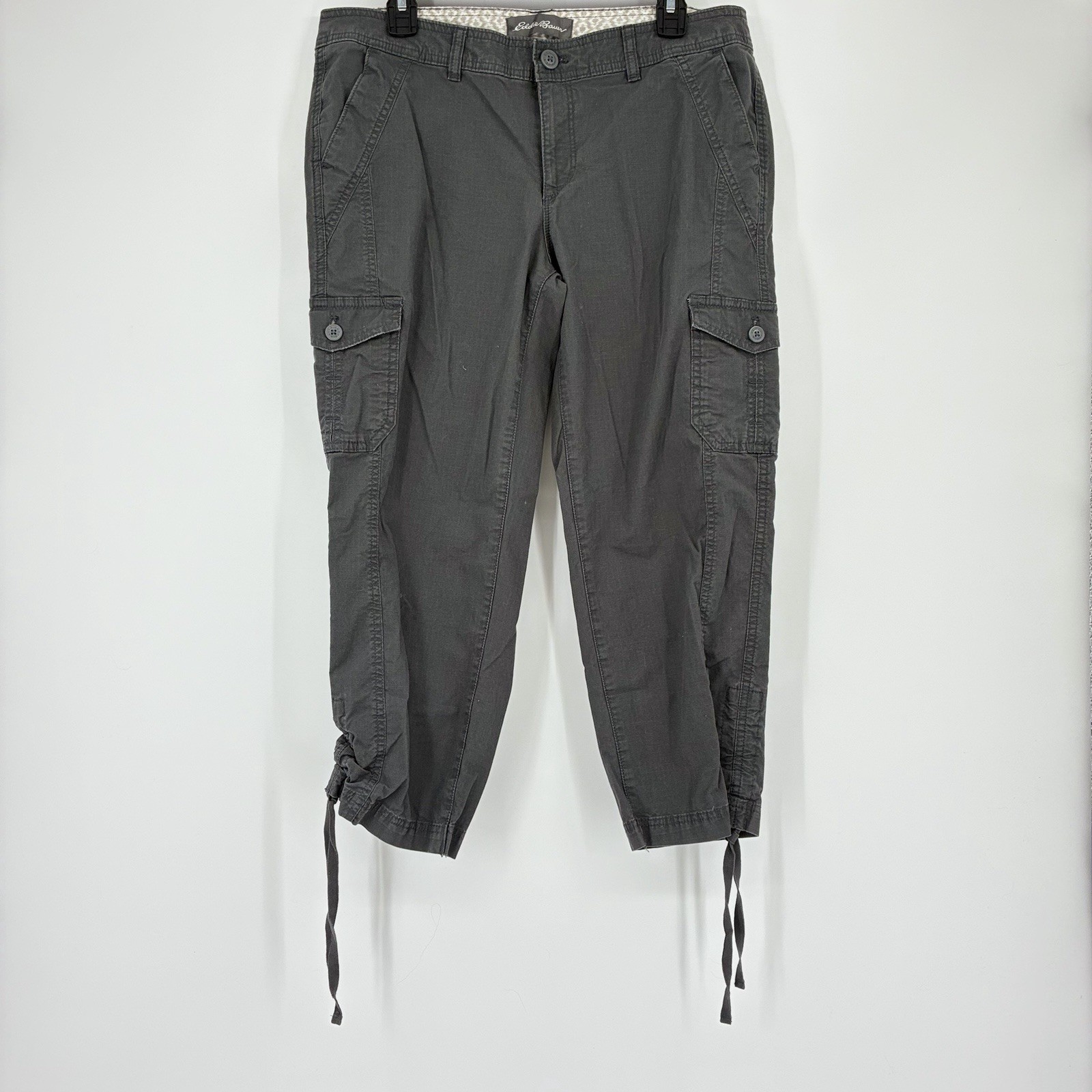 Eddie Bauer Pants Womens 10 Gray Cargo Hiking Crop Capri Pockets