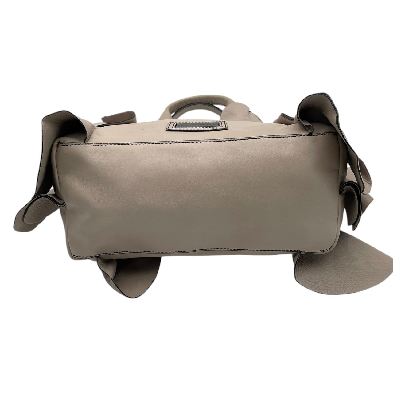 Authentic VALENTINO GARAVANI Ruffle Hobo Bag Handbag Leather Gray Women
