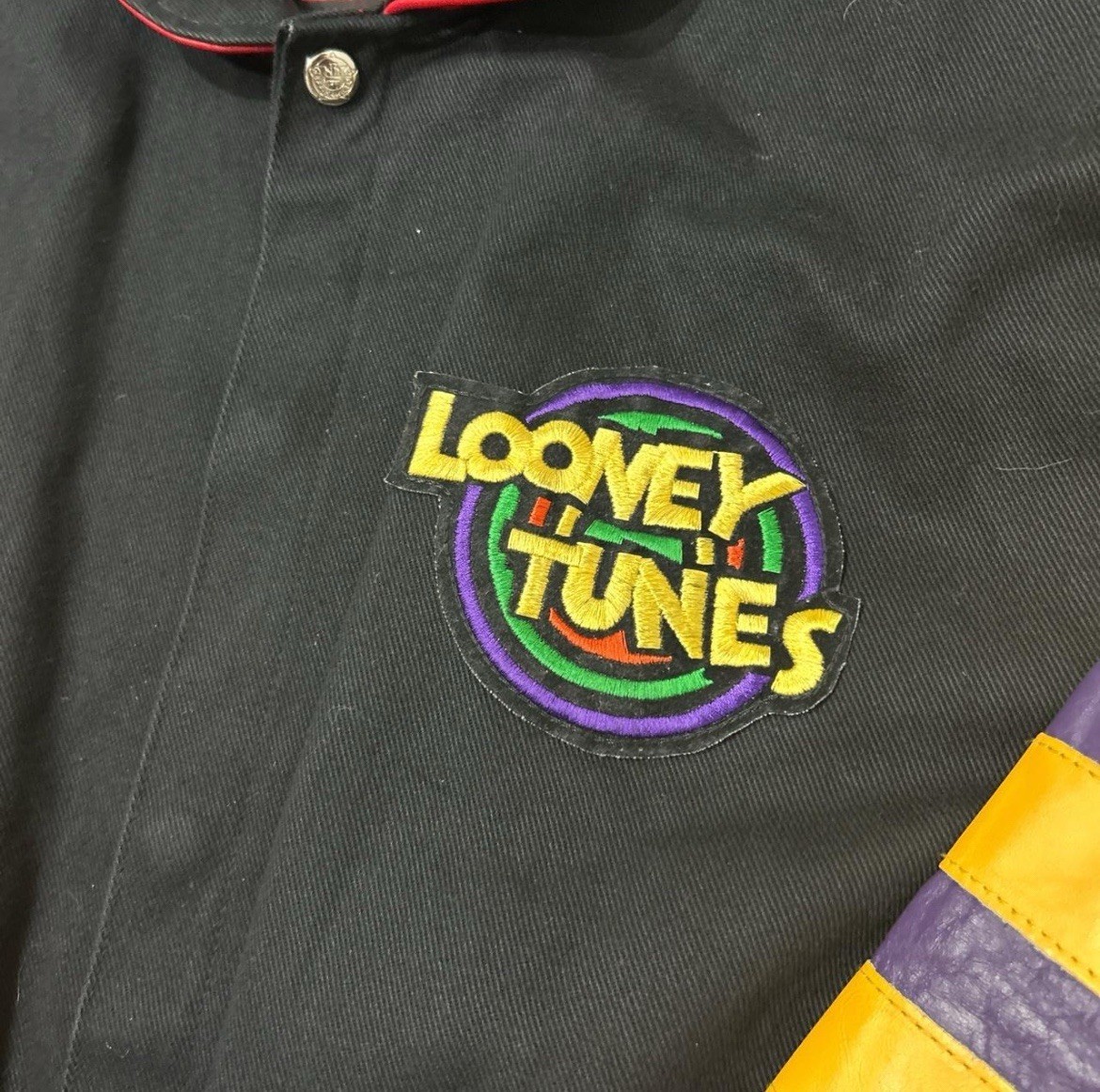 Vintage Looney Tunes Men’s Embroidered Varsity Jacket by Jeff Hamilton