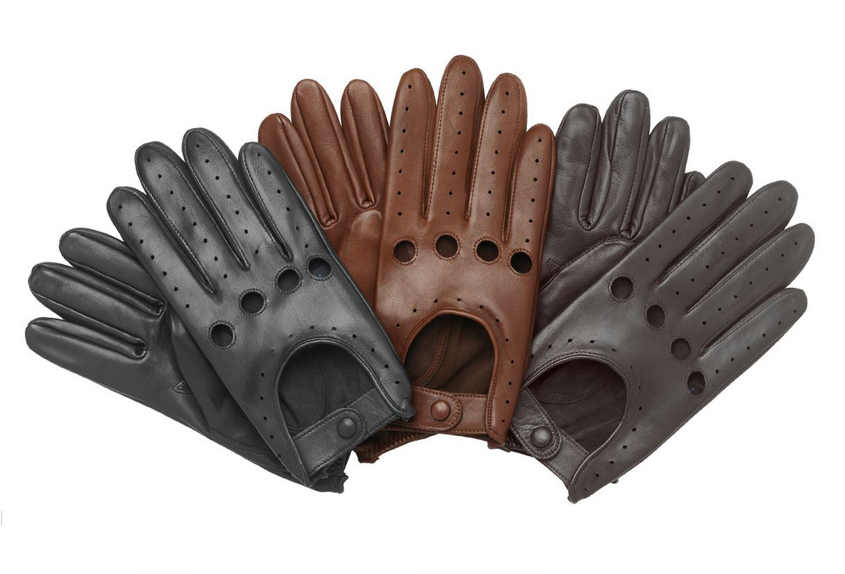 MEN’S CHAUFFEUR REAL LAMBSKIN SHEEP NAPPA LEATHER CAR DRIVING GLOVES BLACK TAN