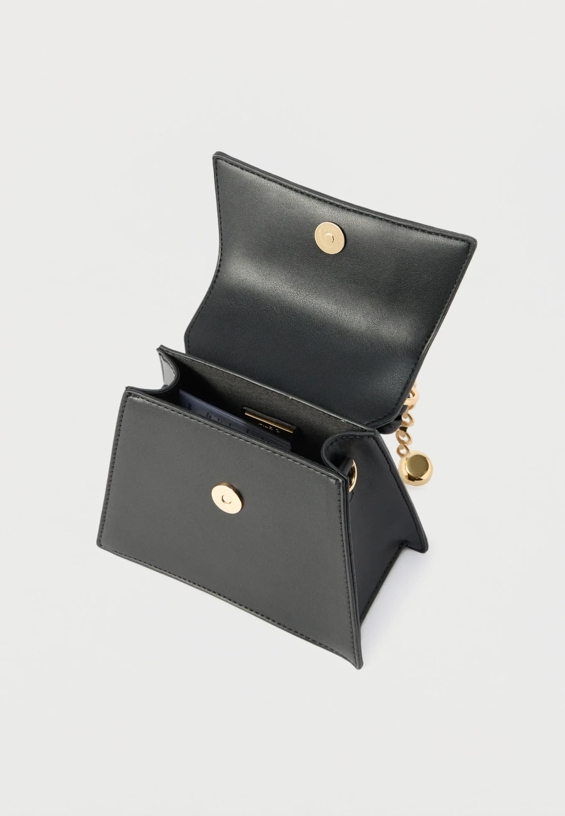 ALDO Allina Black Mini Top Handle Bag,Knotted Handle Gold Chain Crossbody Strap