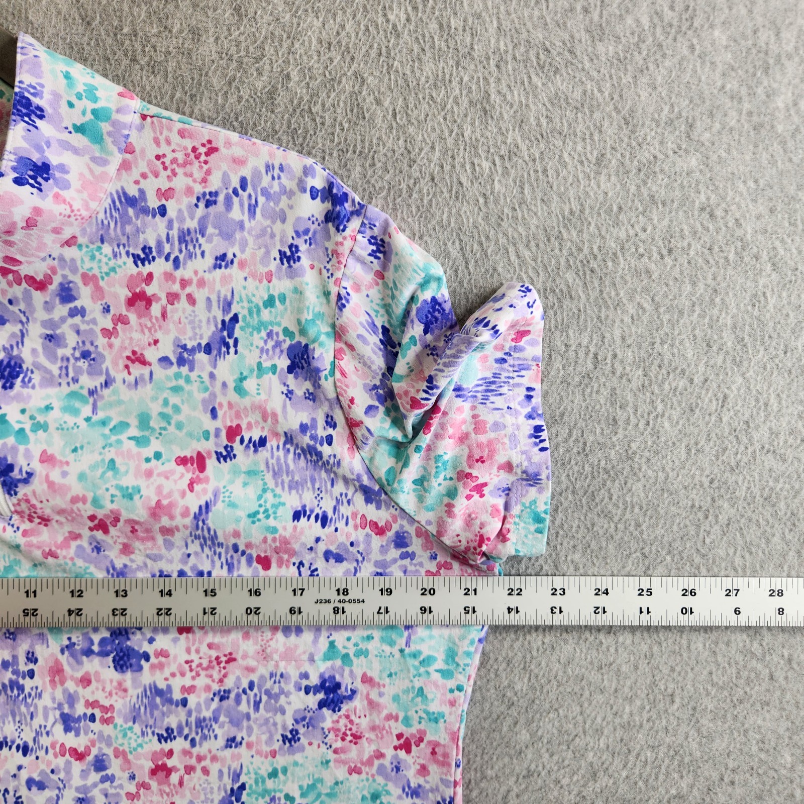 Ibkul Top Womens XL Blue Watercolor Floral 1/4 Zip Golf Tennis Sporty Vacation