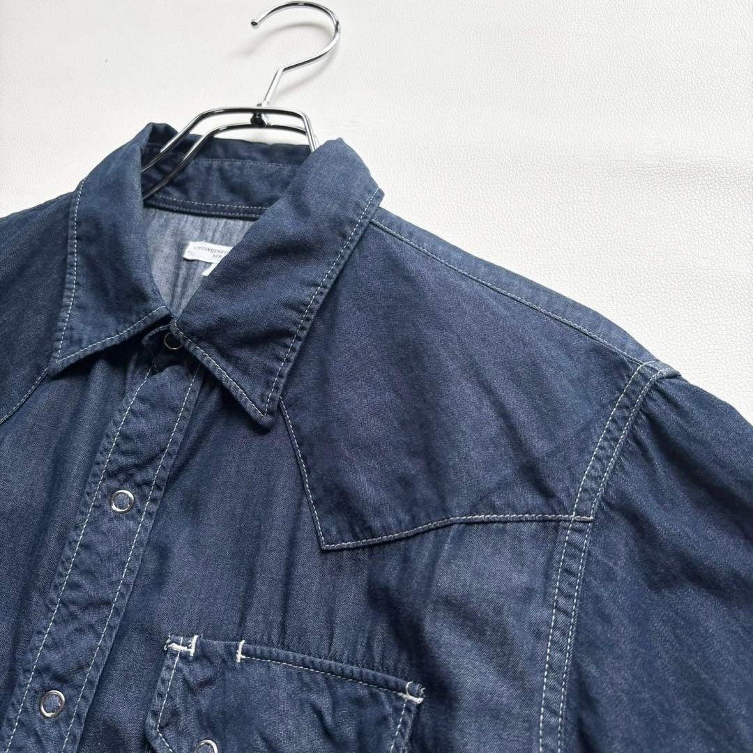 Engineered Garments Denim Short Sleeve Shirt M USA Made Cotton Indigo F/S