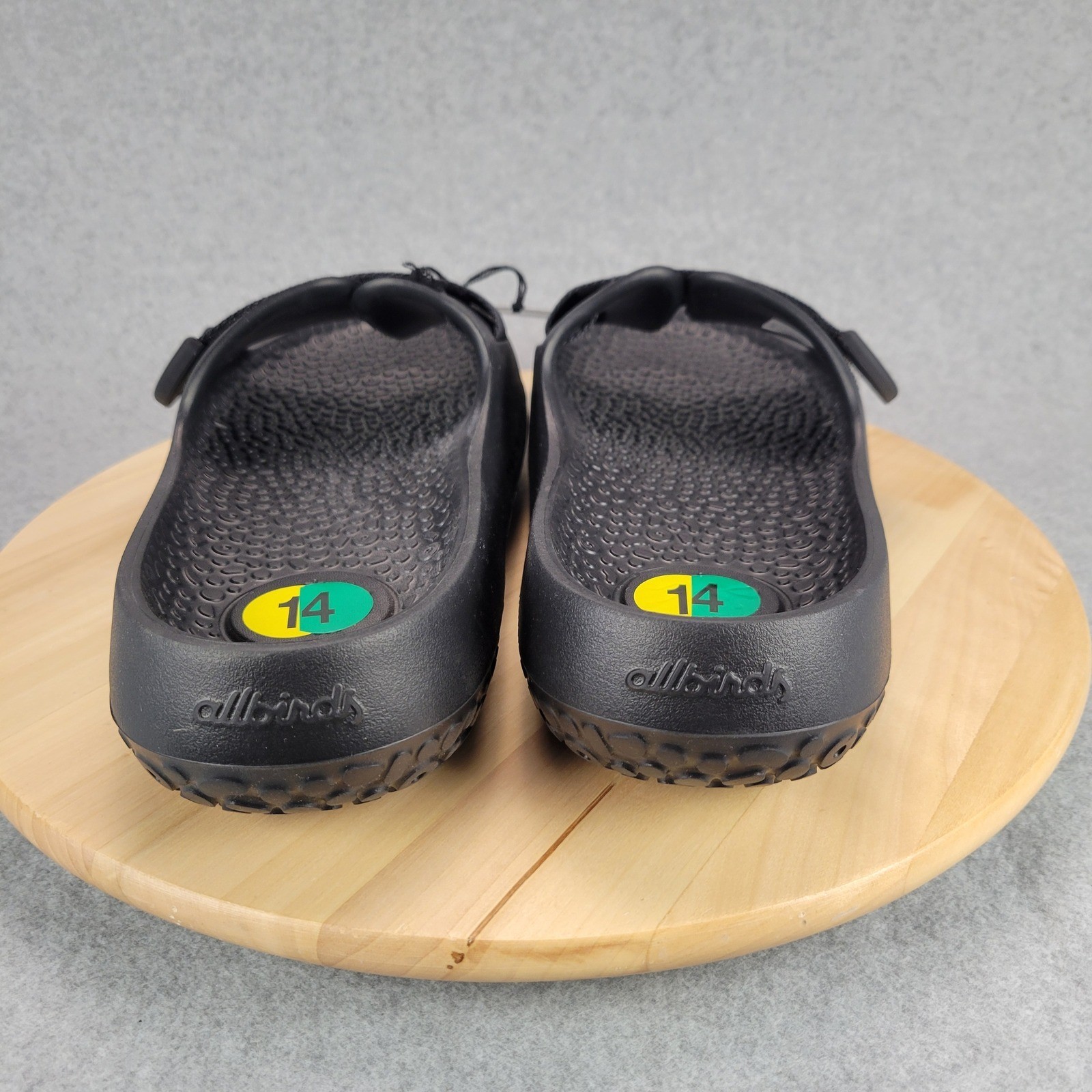 Allbirds Sugar Slider Men Size 14 Black Sustainable SweetFoam Adjustable Strap