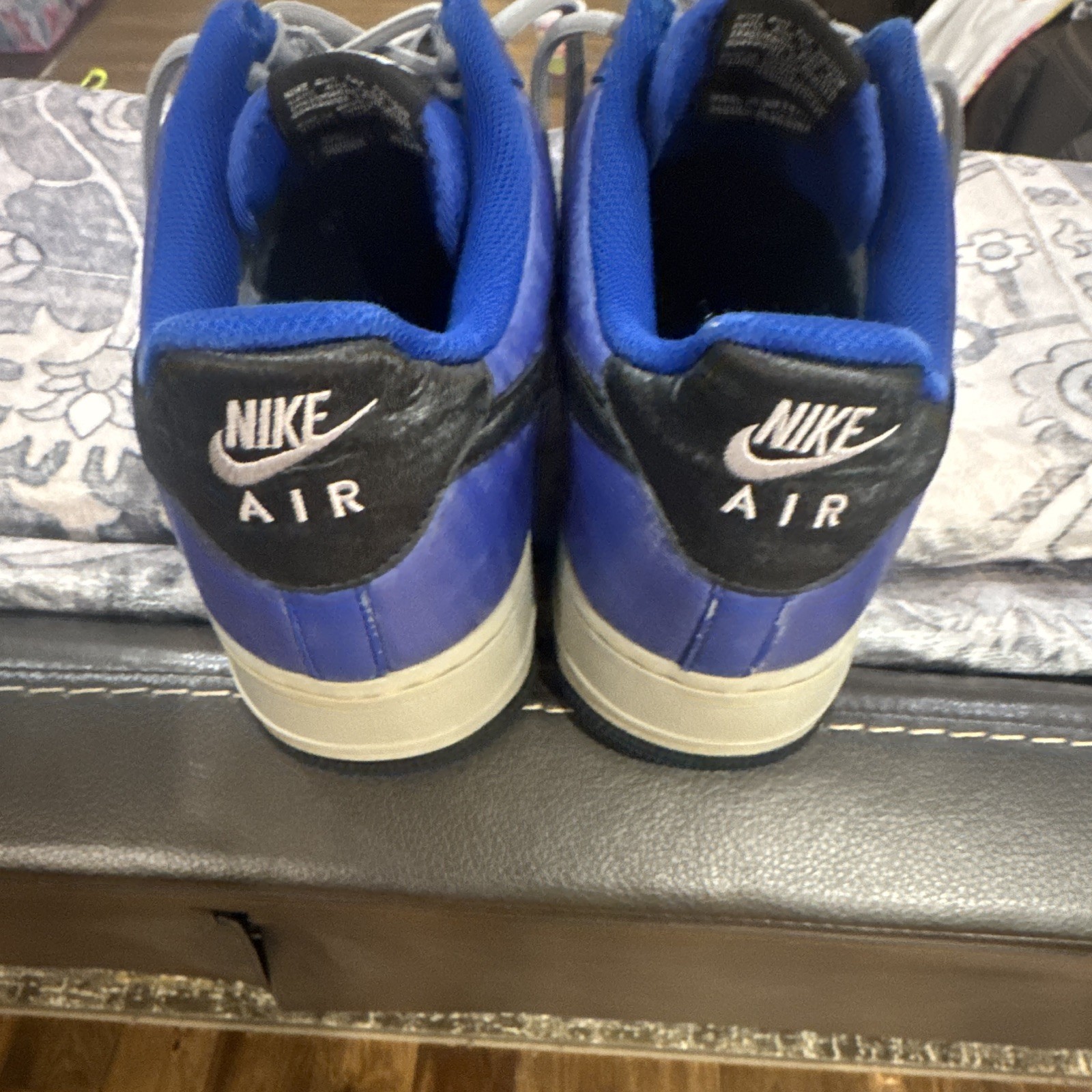 Size 14 Nike Air Force 1 Low Men’s Lace-Up Sneakers Blue/Gray/Black Colorblock