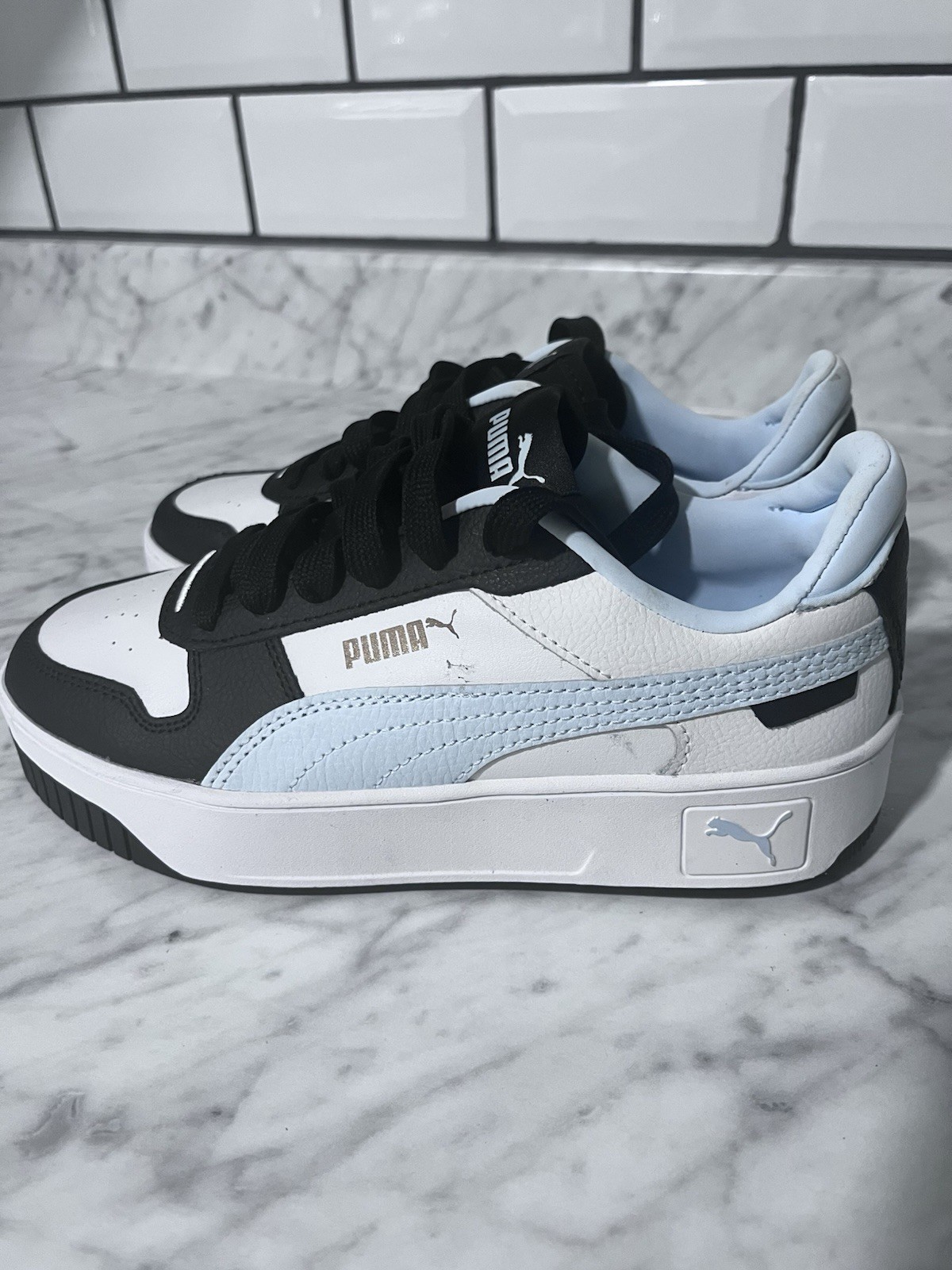 PUMA Unisex Low Top Lace-Up Athletic Sneaker Colorblock White/Black/Blue