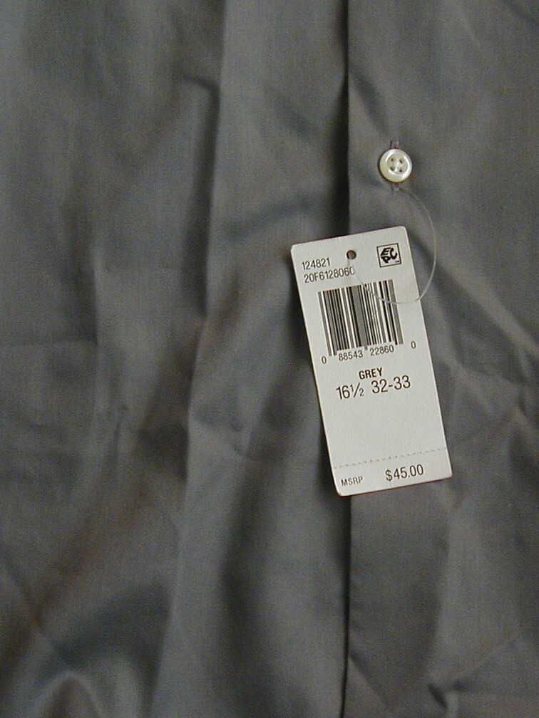 NWT Van Heusen Gray Lux Sateen Long Sleeve Shirt Size 16 1/2 32/33
