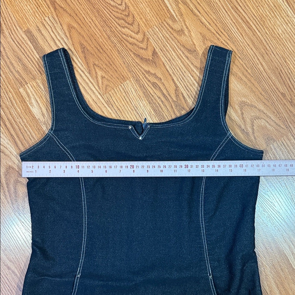 Bali Dark Blue Stretch Denim Sleeveless Shift Dress – Size L