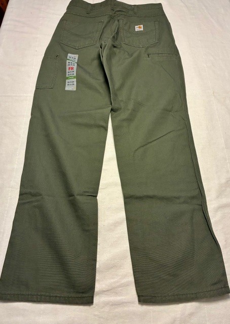 Carhartt FRB 159MOS CAT2 Loose Fit Olive Moss Green Canvas Work Pants Jean 33×34