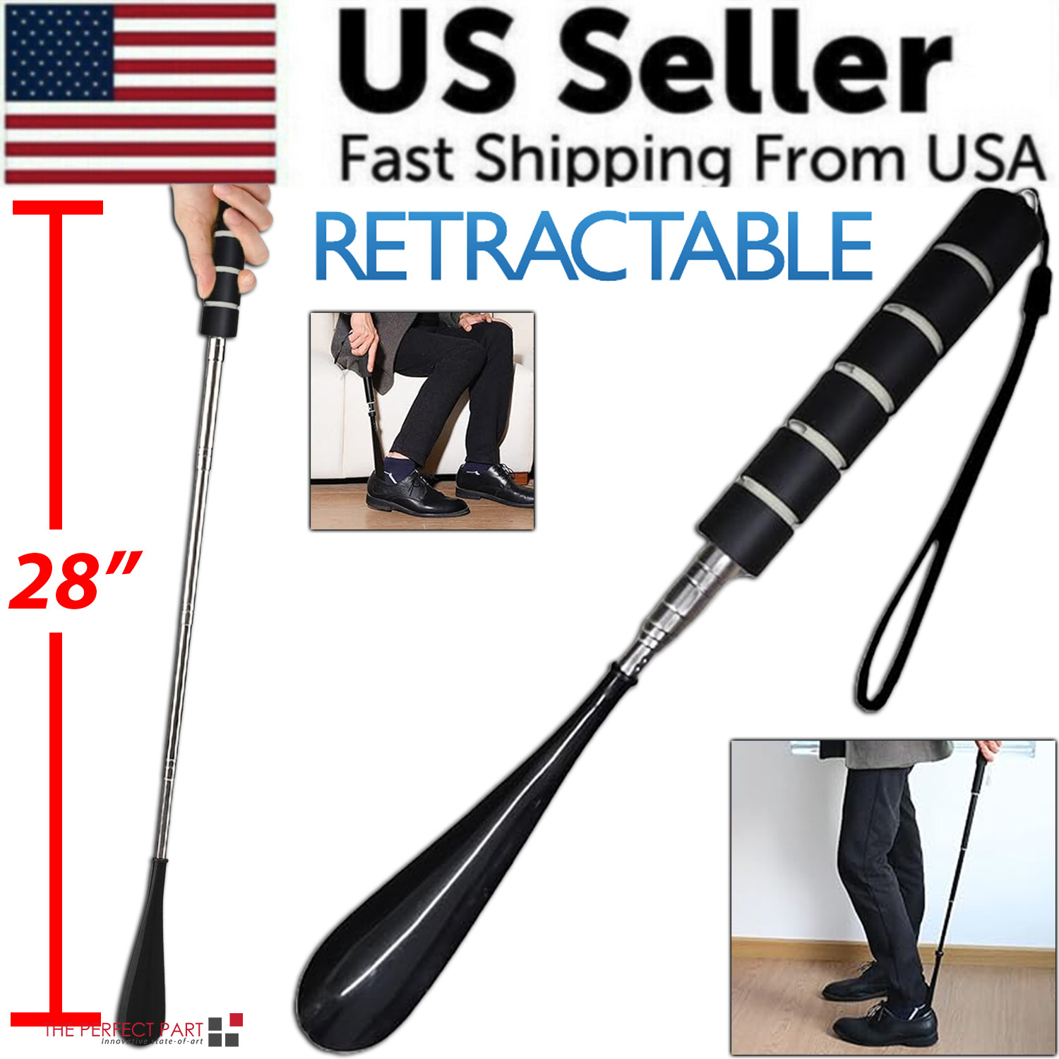 Shoe Horn Extra Long Handle Stainless Steel 28″ Handled Metal Shoehorn Horns