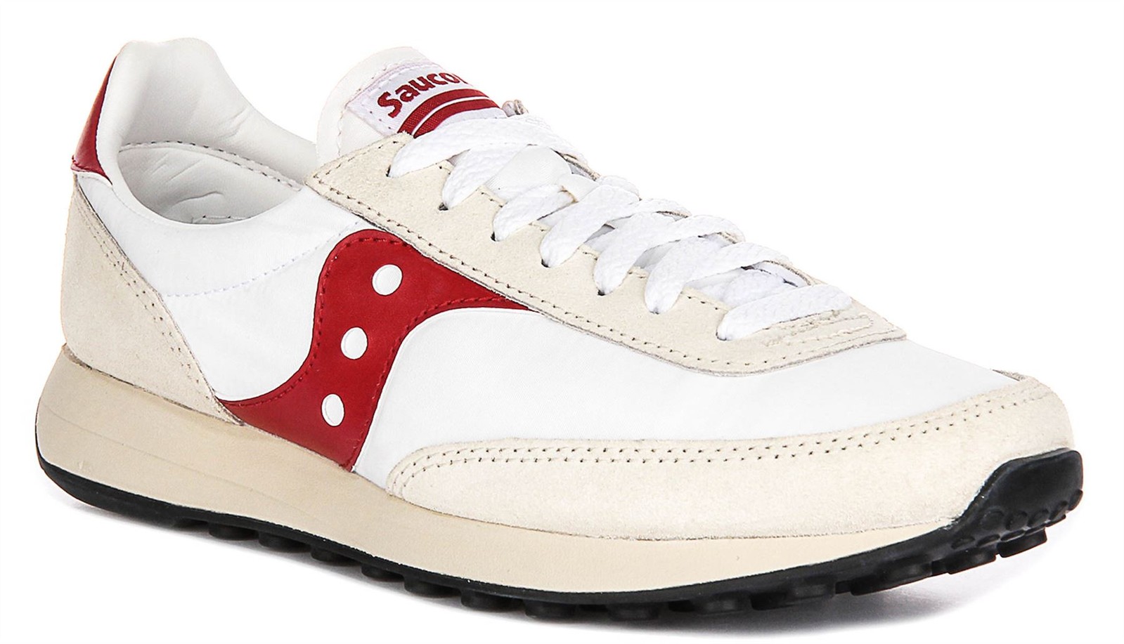 Saucony Eva Midsole Leather Lace Up Mens Sneakers In White Red US 9 -14