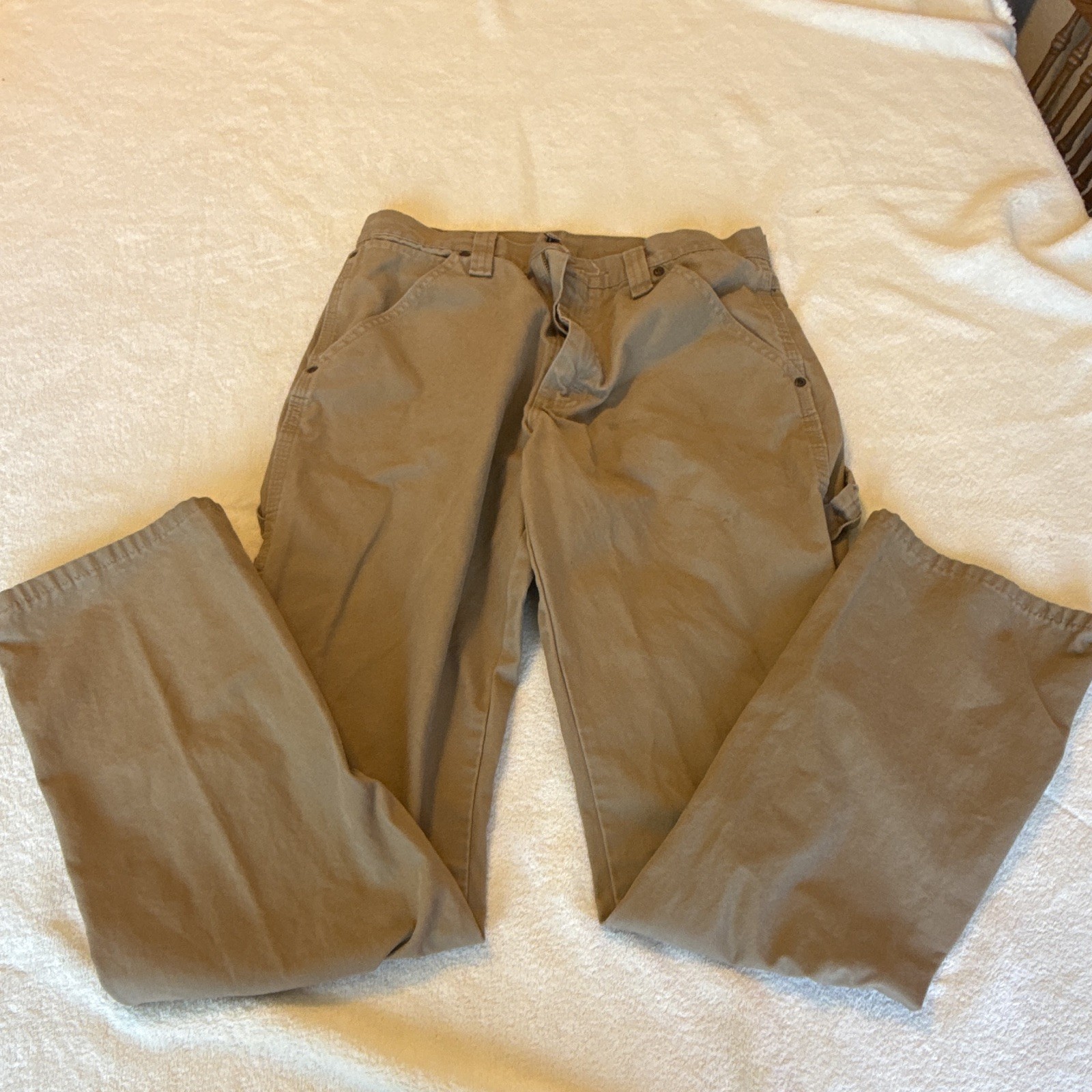 Wrangler Riggs Workwear Men’s Tan Canvas Pants Relaxed Straight Leg 30W
