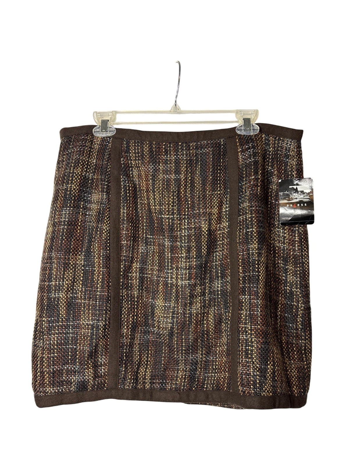 Axcess Straight Skirt 16 Knee Length Woven Lined Multicolor Neutral Vtg Y2K New
