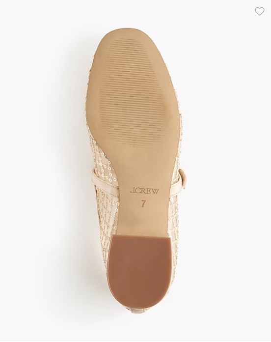 New J Crew Mesh Mary Jane Flat Beige Gold Sequin Plaid 6 7 7.5 8 8.5 In Box