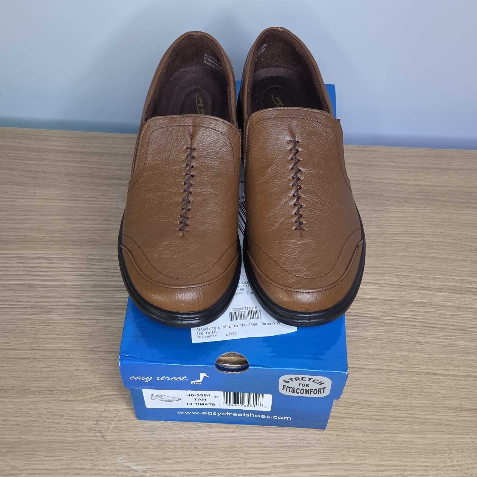 Easy Street Ultimate 40-9564 Tan Slip-On Stretch Comfort Women’s 7.5 WW