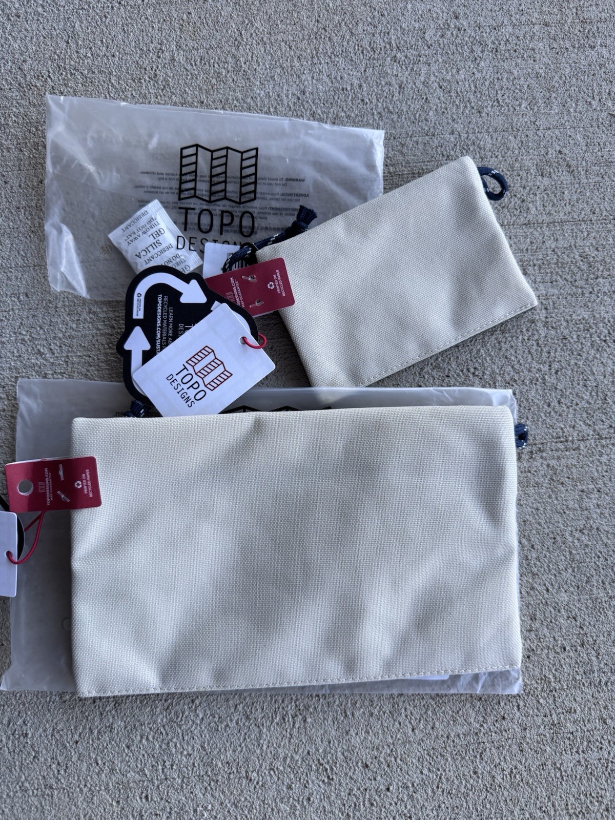 NEW Topo Designs Accessory Bag Set- Set Of 2:Micro & Small Bone White/Beetle
