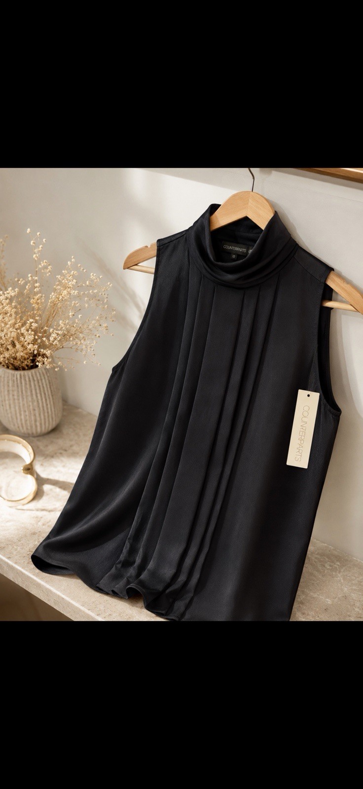Vintage 90s Counterparts Black Sleeveless Mock Neck Top NWT Size12Minimalist Y2K