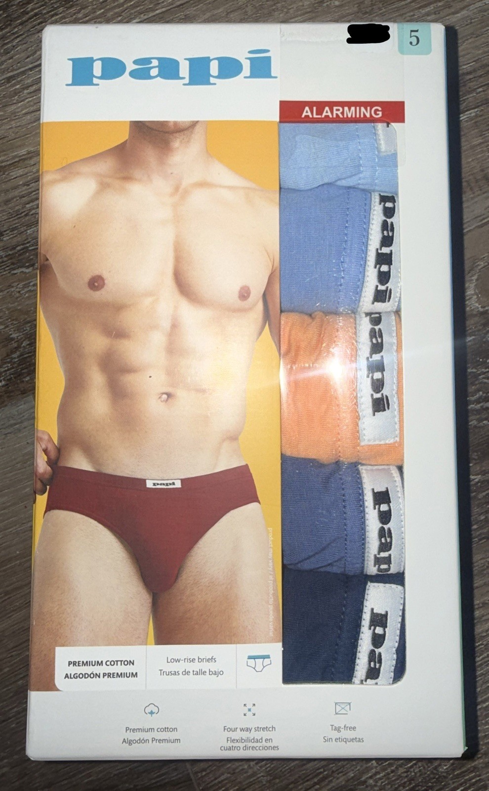 Papi ~ 5-Pair Mens Low Rise Briefs 100% Cotton Underwear ~ M (32-34)