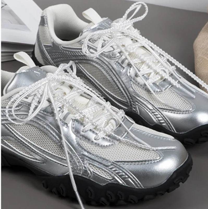 One Pair Silver Lace Shoelaces Thin Round Laces Sneaker Sport DE Training Shoes