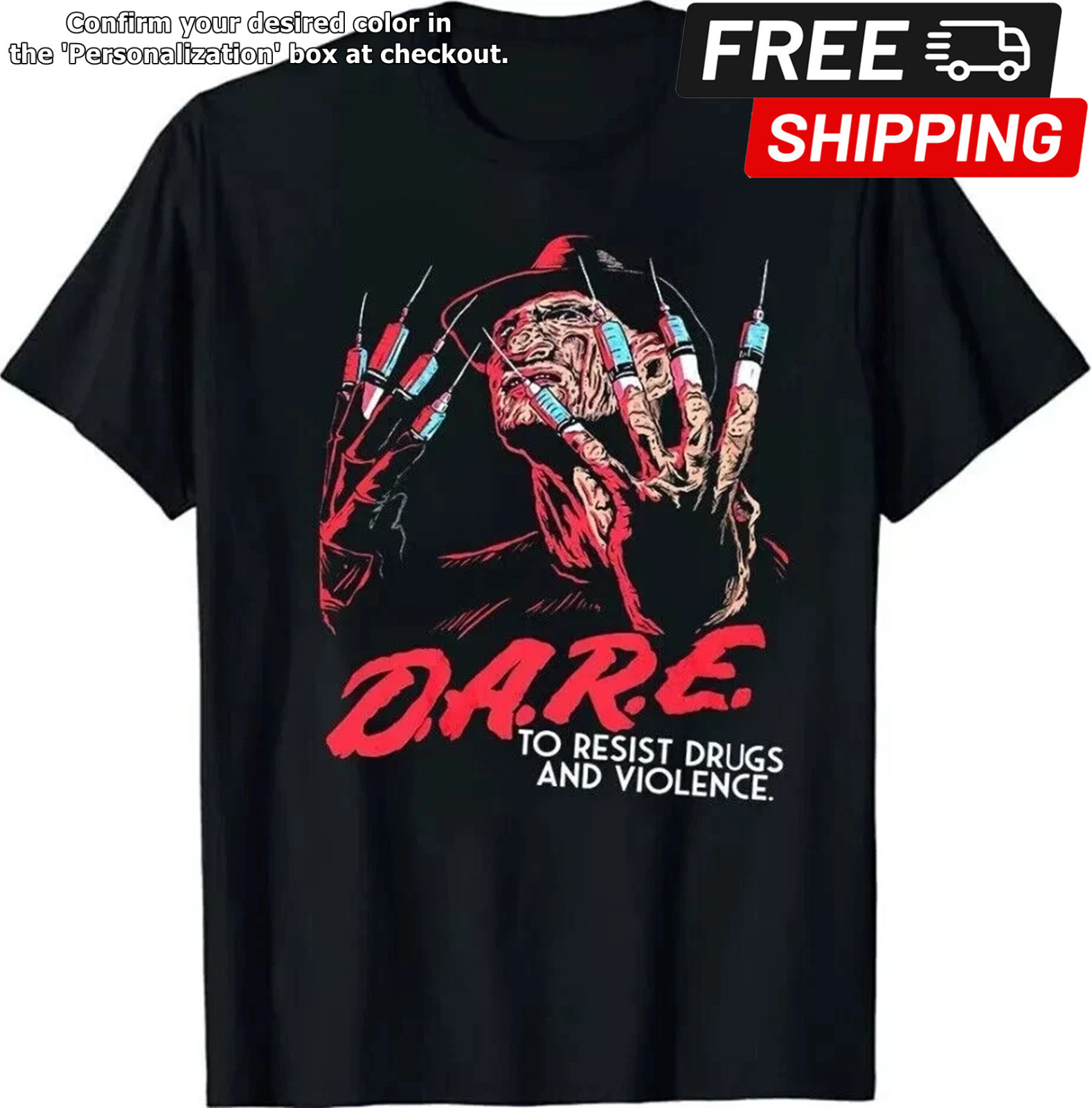 Freddy Krueger Dare Horror Movie 2020 Halloween T-Shirt Black S-5XL