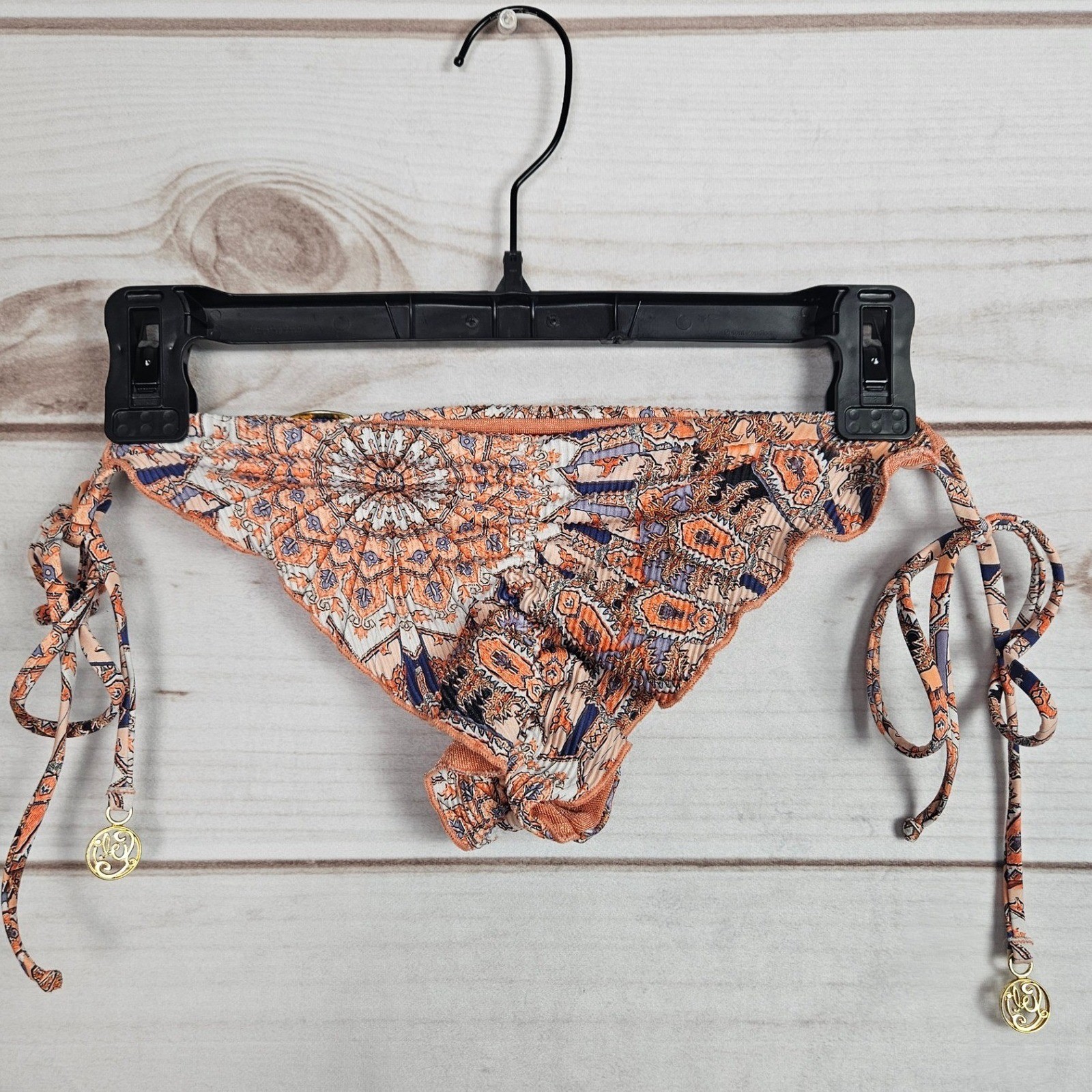Luli Fama La Reina del Sur Wavey Ruched Tie Bikini Bottom Small