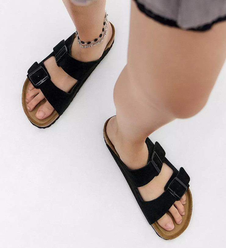 Birkenstock Arizona Black Suede Soft Footbed Unisex Sandals Narrow/Wide EU37-45