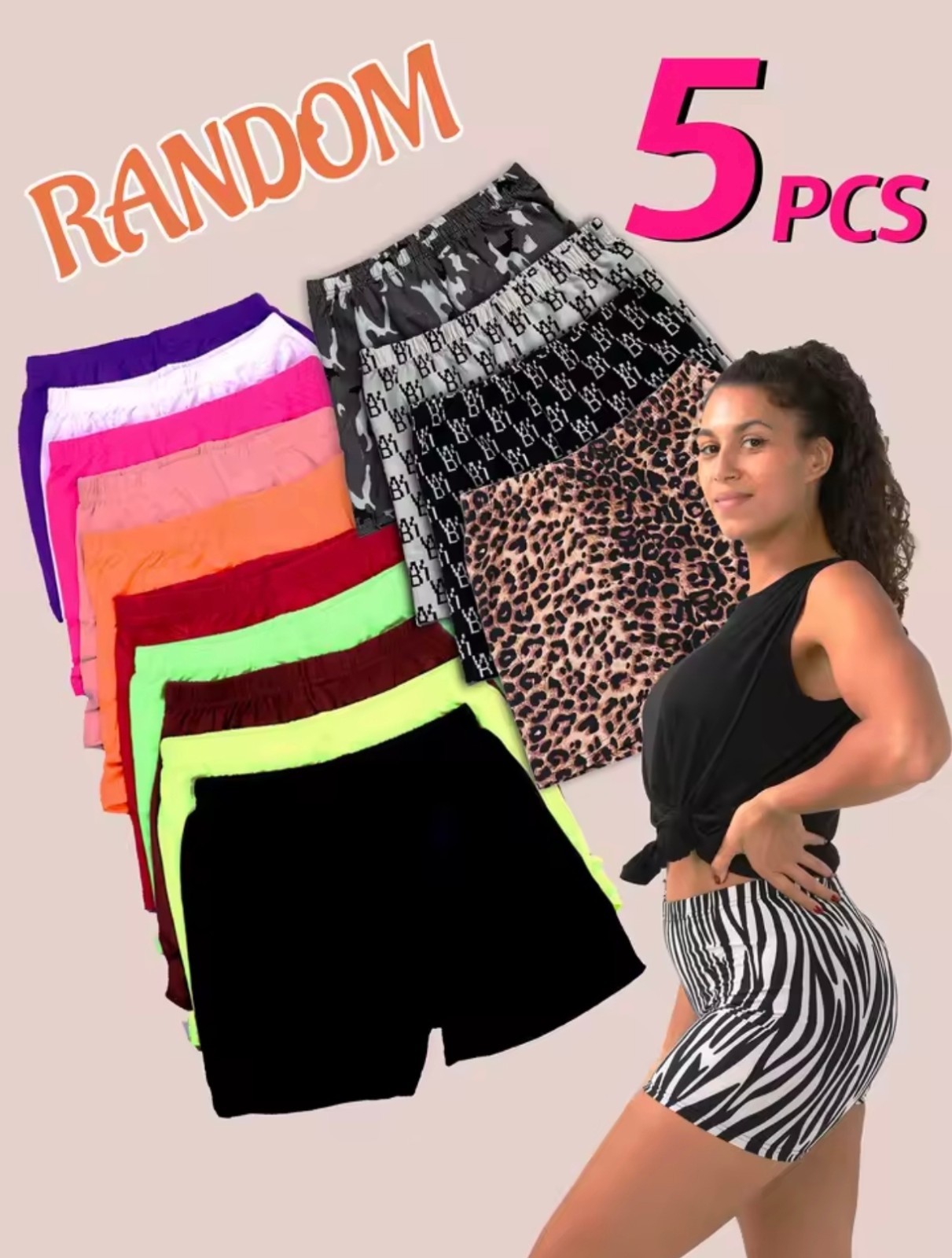 5-Pack Women’s Mixed Short Leggings: Stretchy & Stylish Summer Biker Shorts