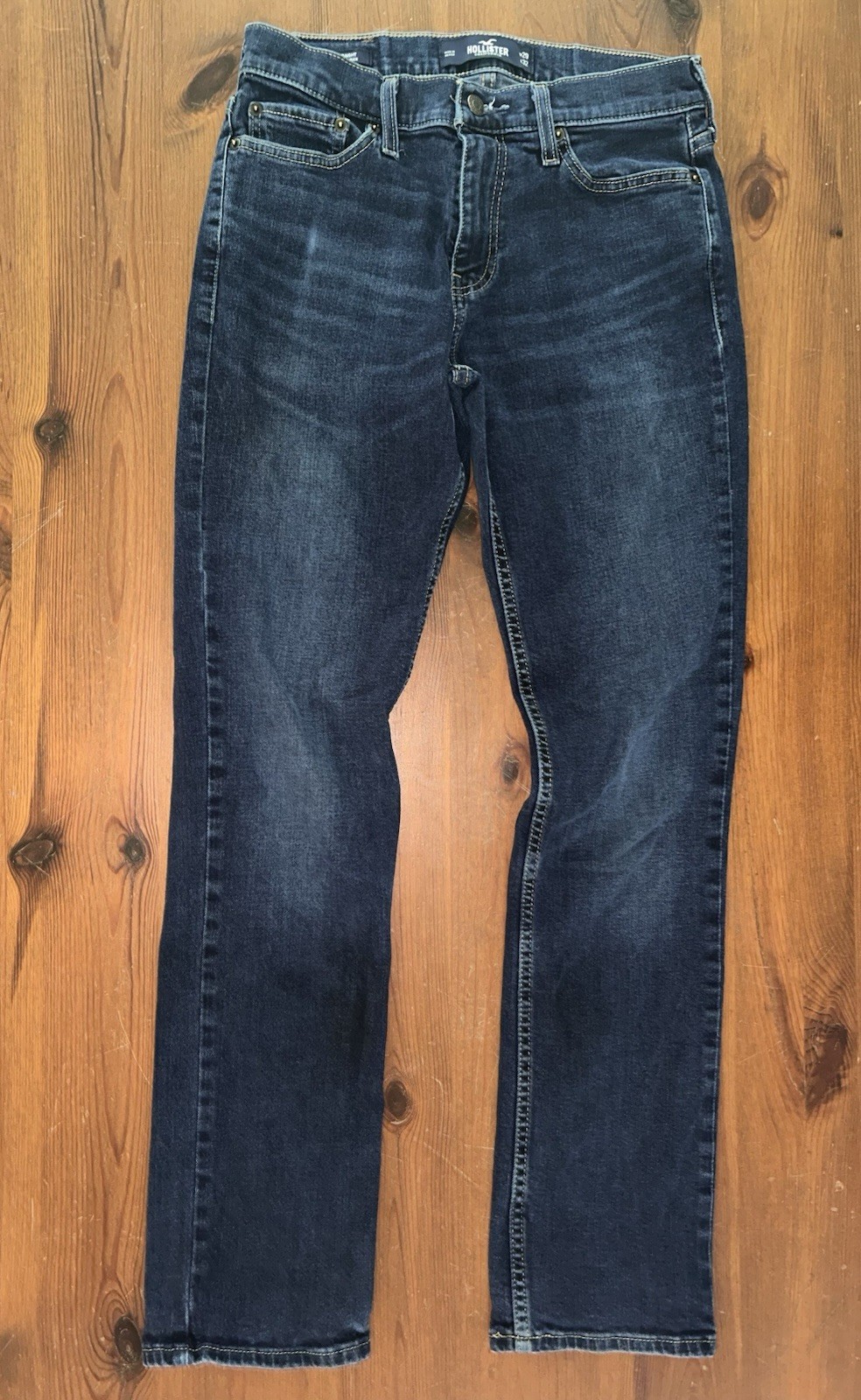 Hollister Epic Flex Slim Straight Leg Jeans Mens 29×32 Dark Blue Wash Denim