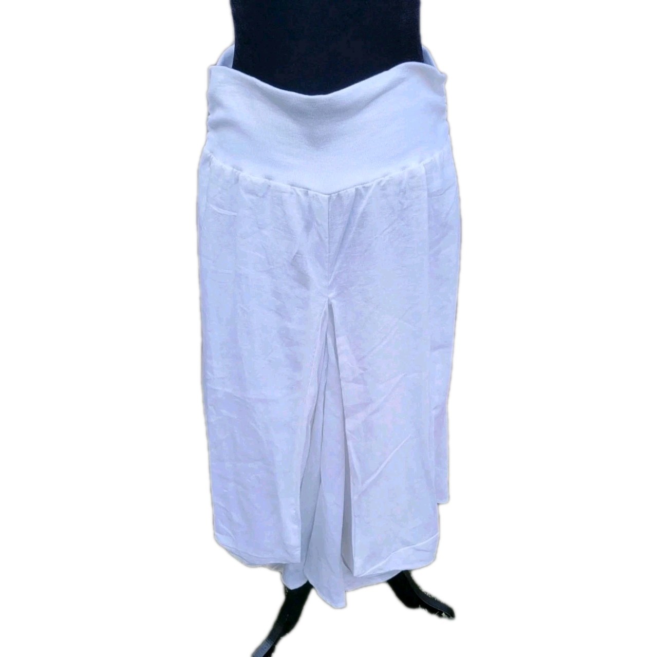 NEW Chelsea And Theodore White Linen Asymmetrical Bubble Skirt Size L Boho