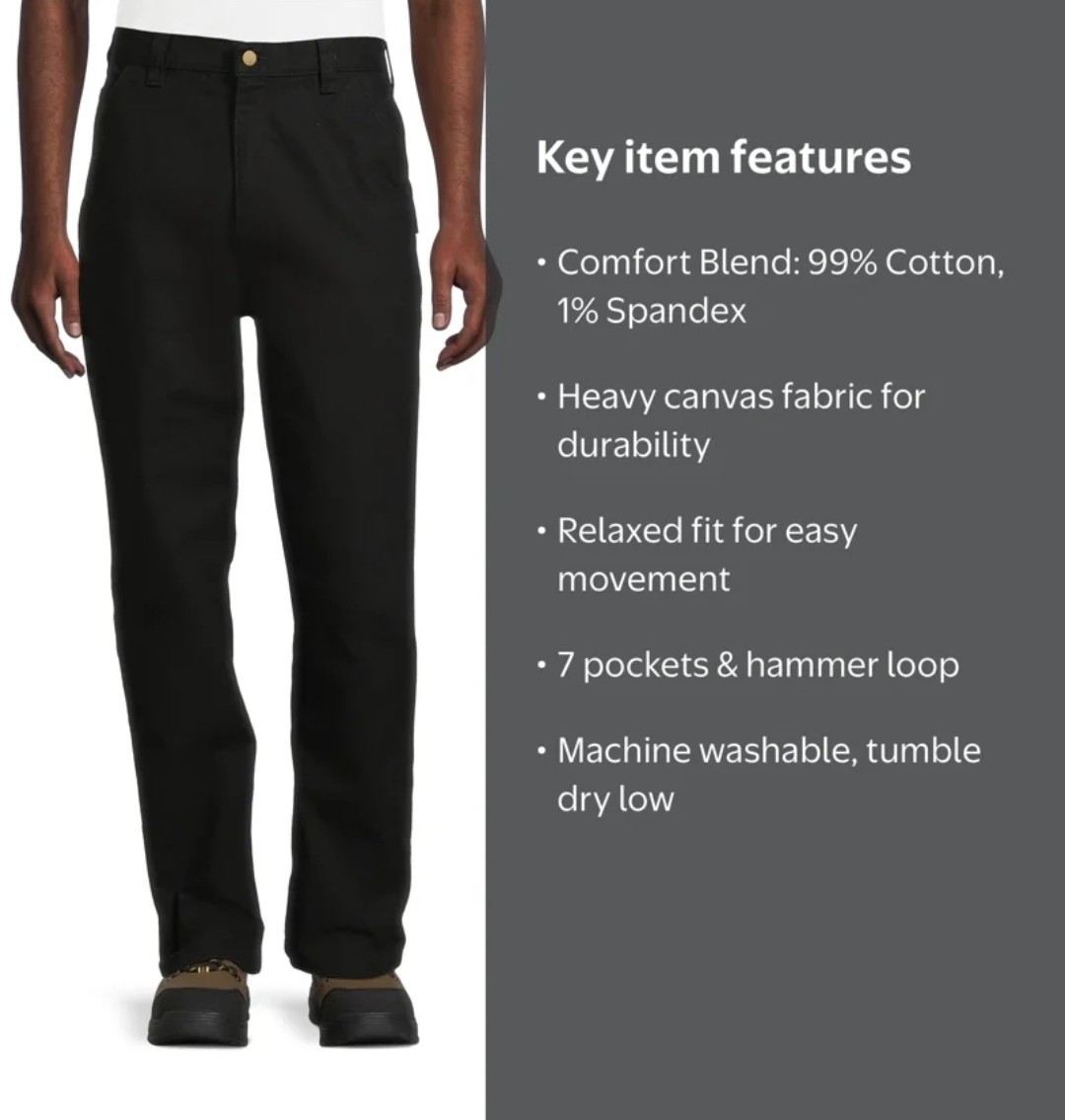 NWT Men’s Brahma Black Carpenter Canva Straight-Leg Pants 32×32.