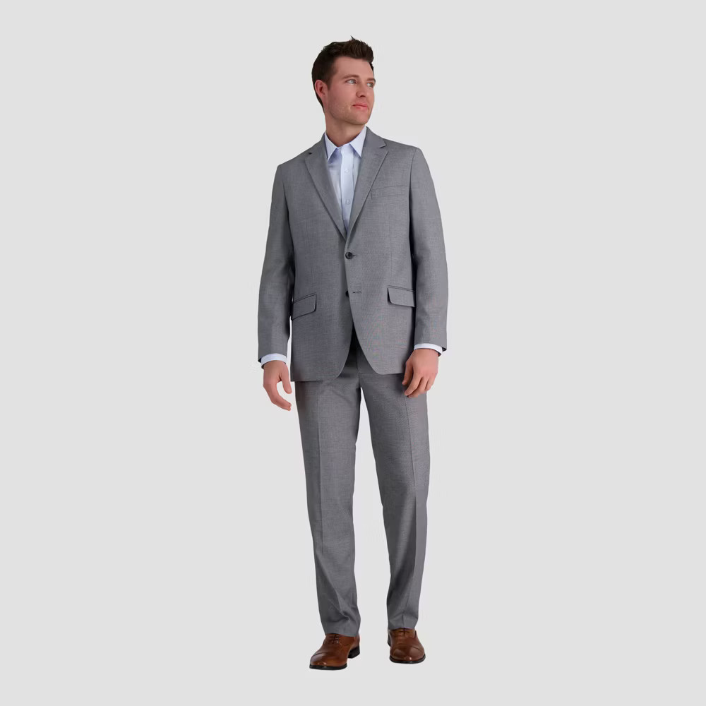 Haggar H26 Men’s Tailored Fit Stretch Suit Pants – Gray 34×30: Midweight,