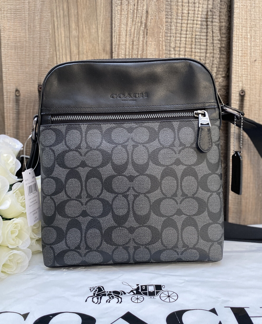 NWT Coach Houston Flight Bag In Signature Canvas for Men – 4010 Black