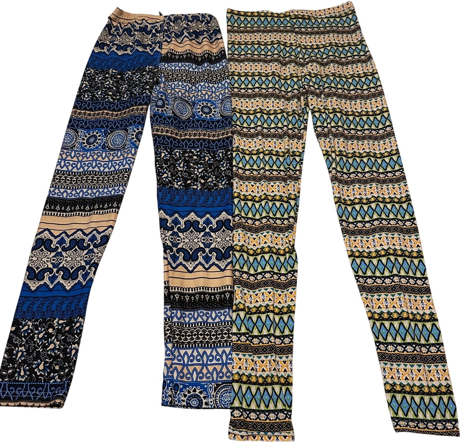 LOT of 2 Geometric Pattern Leggings Polyester Spandex Blend Women Size S/M-READ