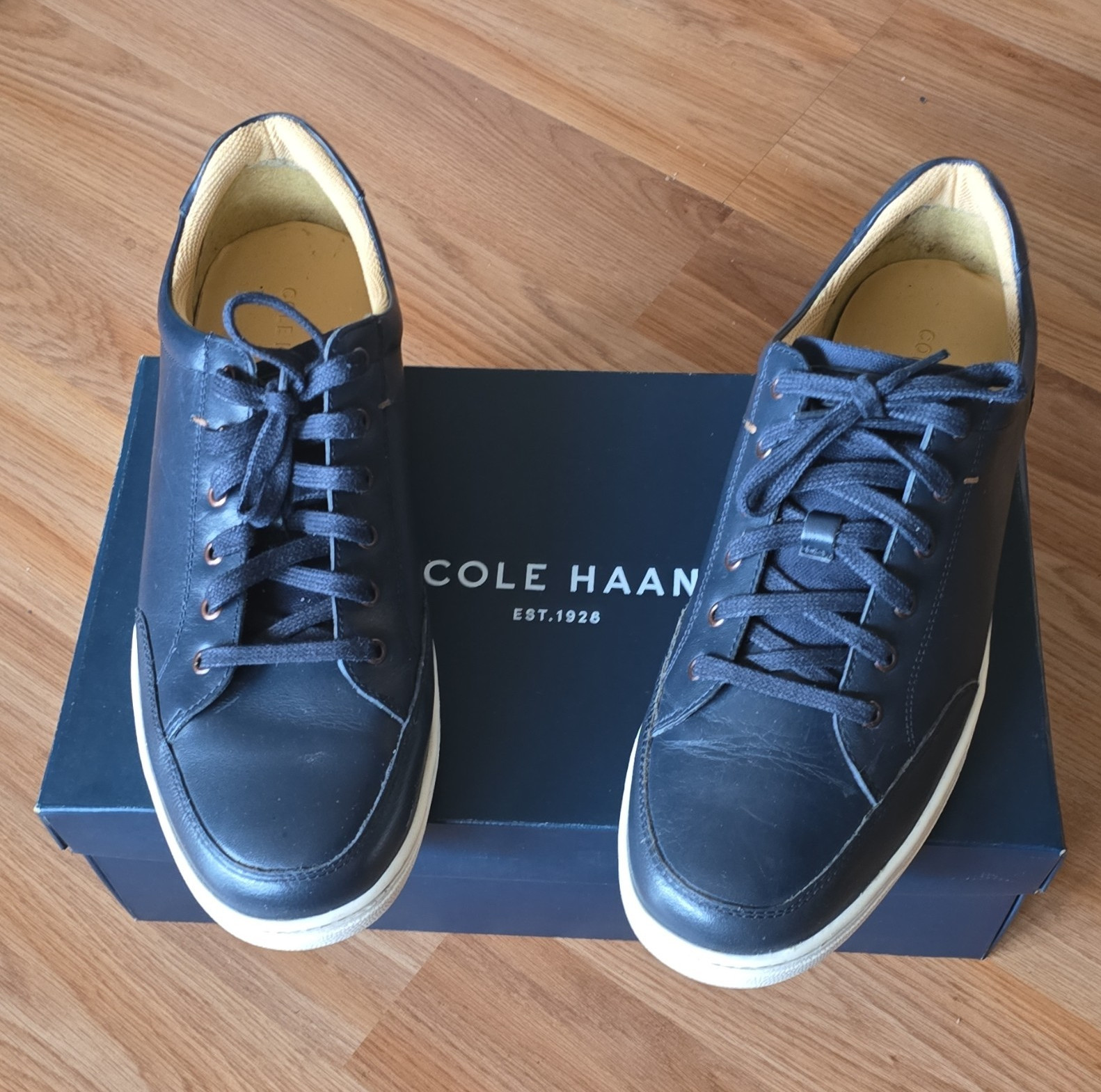 Cole Haan Blue MEN Leather Low Top Lace Up Sneakers Athletic Pre-Owned Exc