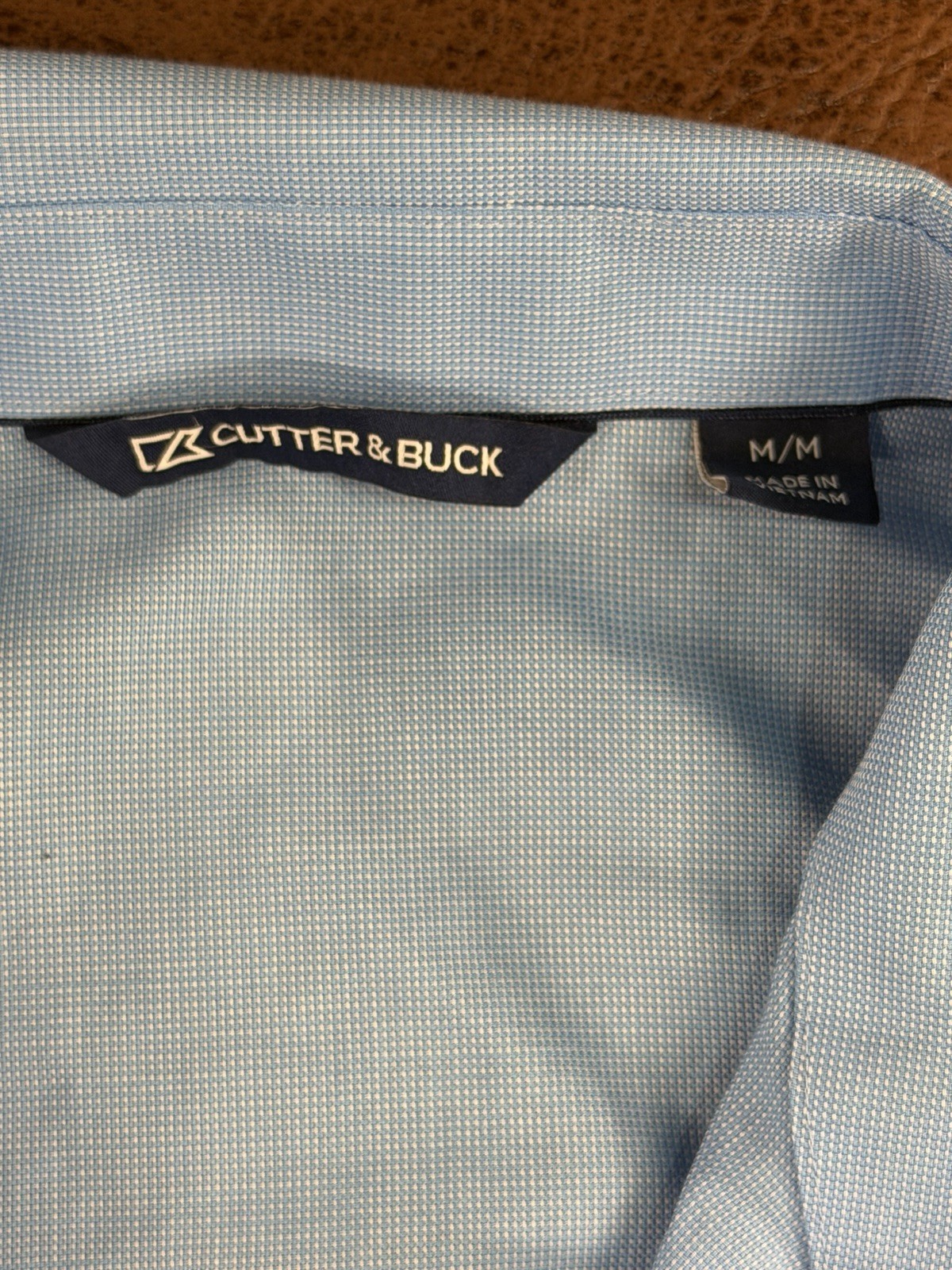 Whataburger Uniform Shirt Women’s Medium Cutter & Buck Light Blue Button Up Top