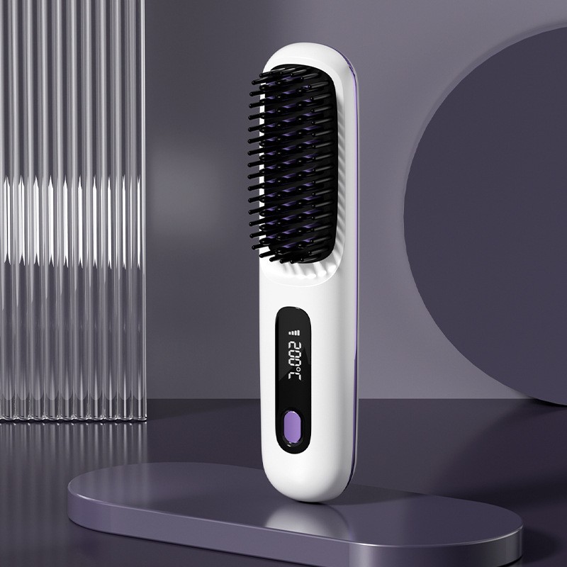 2 In 1 Straight Hair Comb Wireless Hair Straightener Brush Hair Fast Heating Por