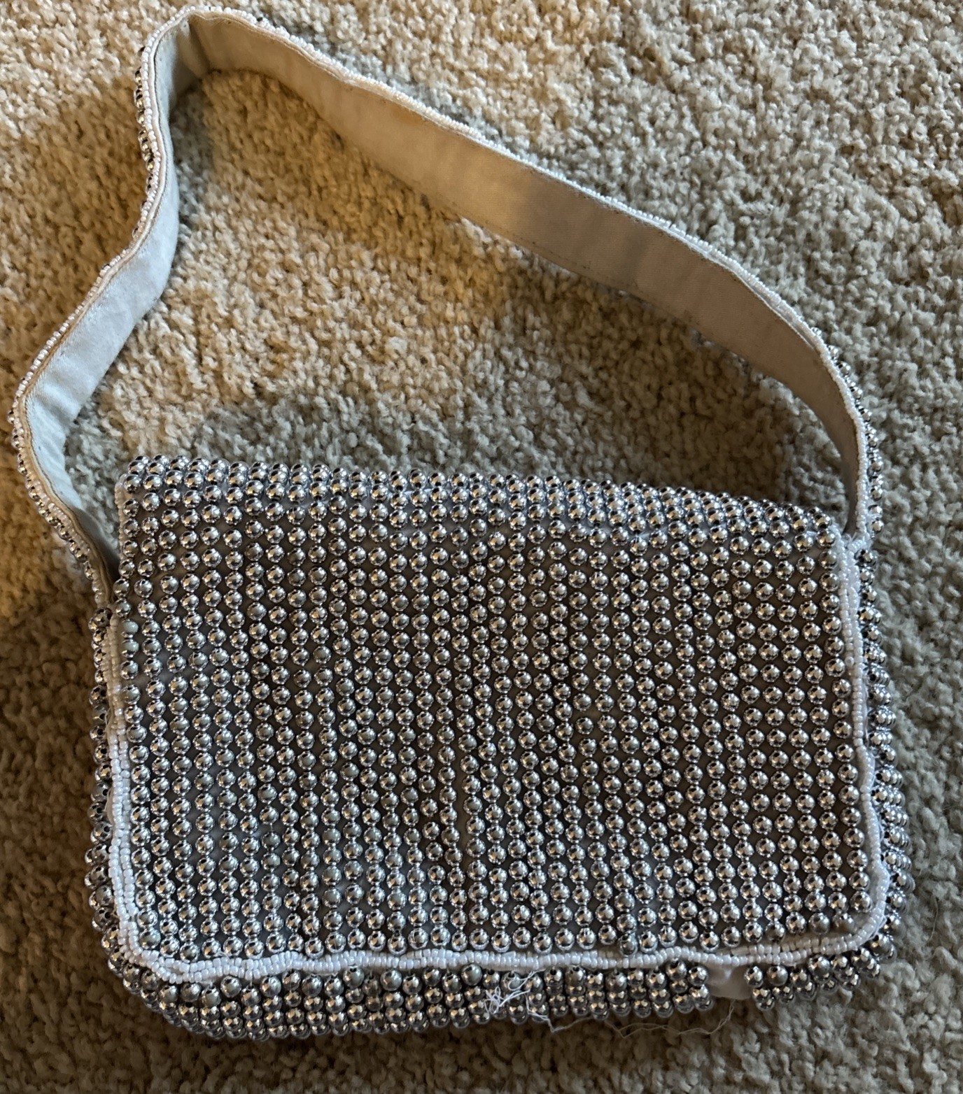 Anthropologie The Fiona Beaded Metallic Shoulder Bag