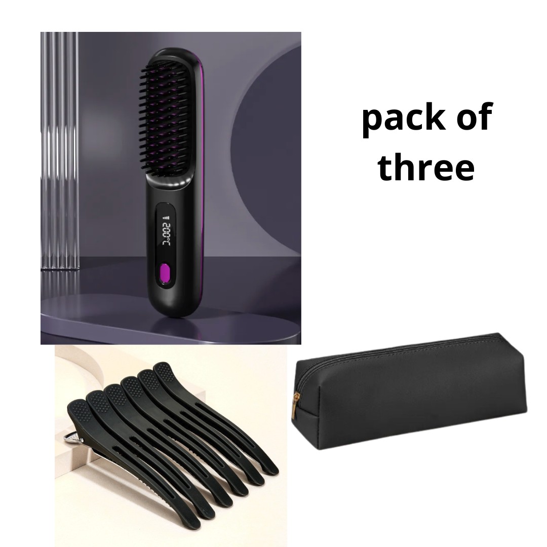 2 In 1 Straight Hair Comb Wireless Hair Straightener Brush Hair Fast Heating Por